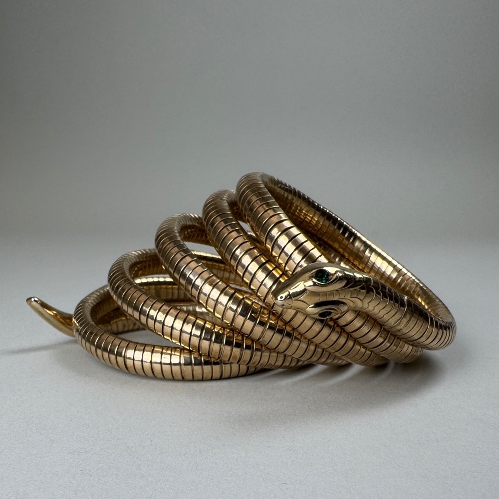 Vintage Gold Coil Wrap Snake Bracelet